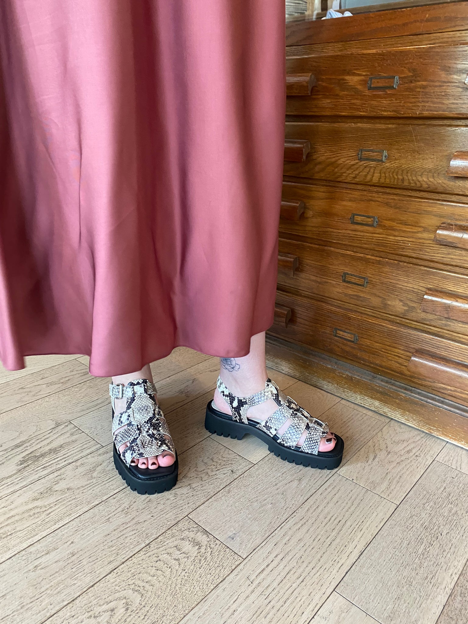 Intentionally Blank - Platform Sandals in Snake Leather