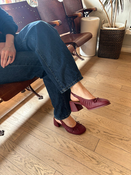 Camper - Ballet Slingback Pump in Burgundy