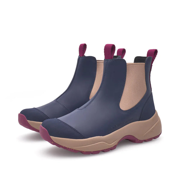 Woden - Waterproof Boot in Dark Navy and Taupe
