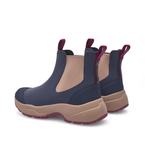 Woden - Waterproof Boot in Dark Navy and Taupe