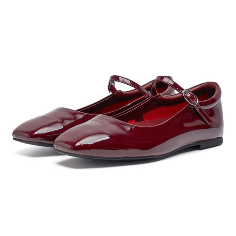 Woden - Mary Janes in Merlot Patent Leather