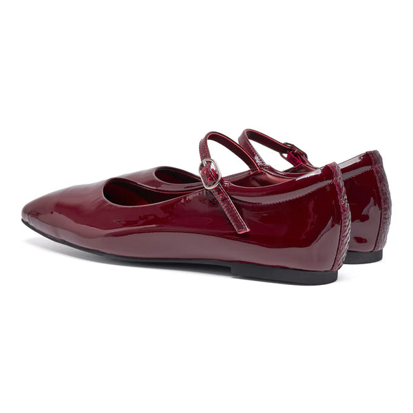 Woden - Mary Janes in Merlot Patent Leather