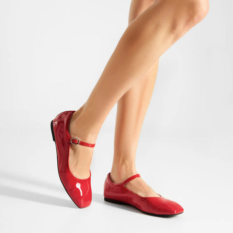 Woden - Mary Jane in Cherry Red Patent Leather