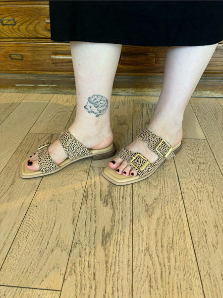Clarks - Suede Buckle Slide in Animal Print