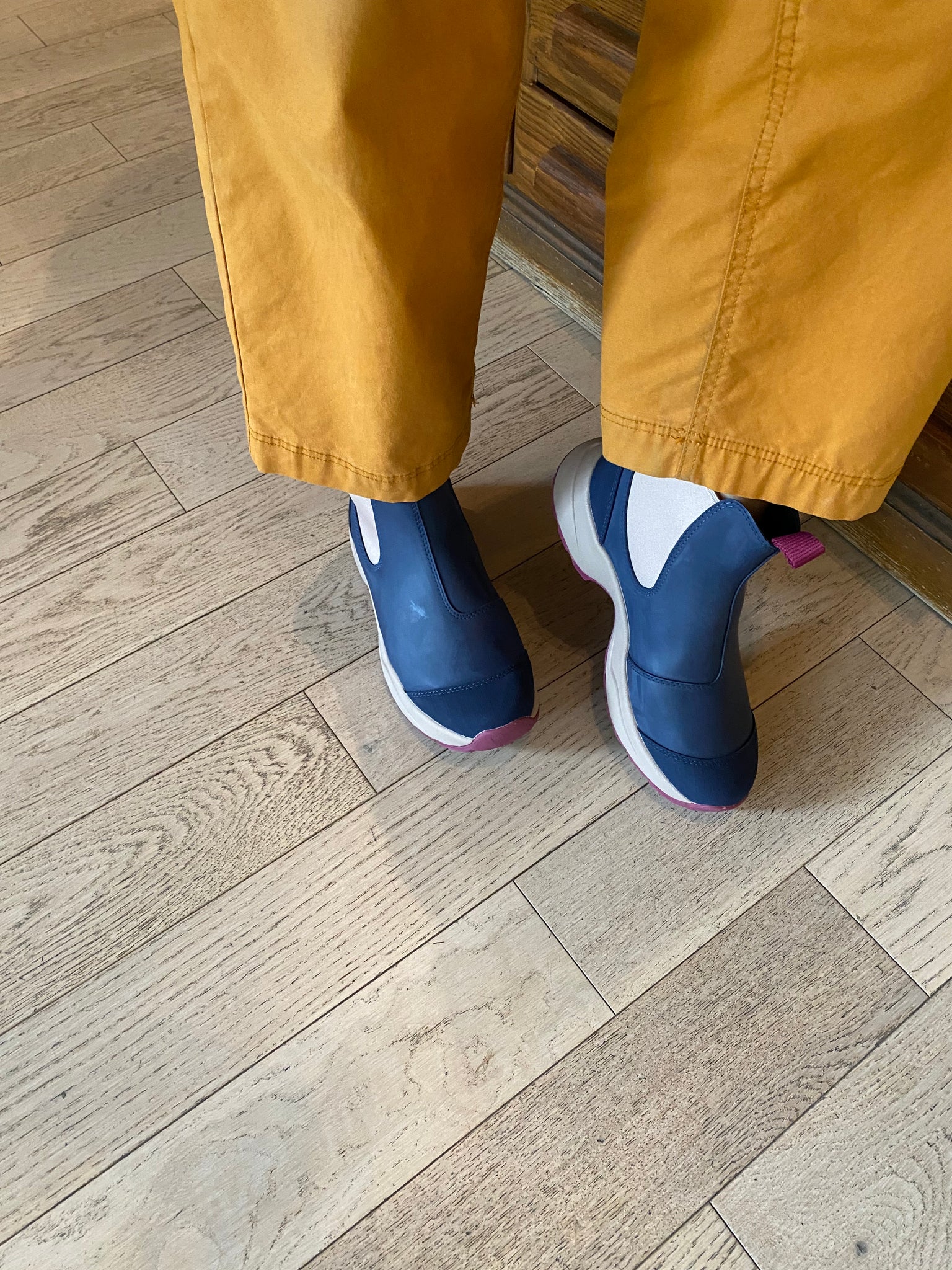 Woden - Waterproof Boot in Dark Navy and Taupe