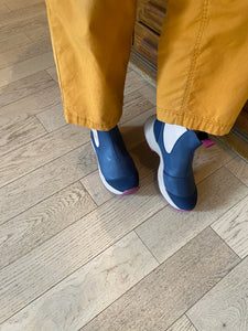 Woden - Waterproof Boot in Dark Navy and Taupe