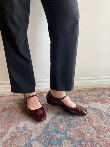 Woden - Mary Janes in Merlot Patent Leather