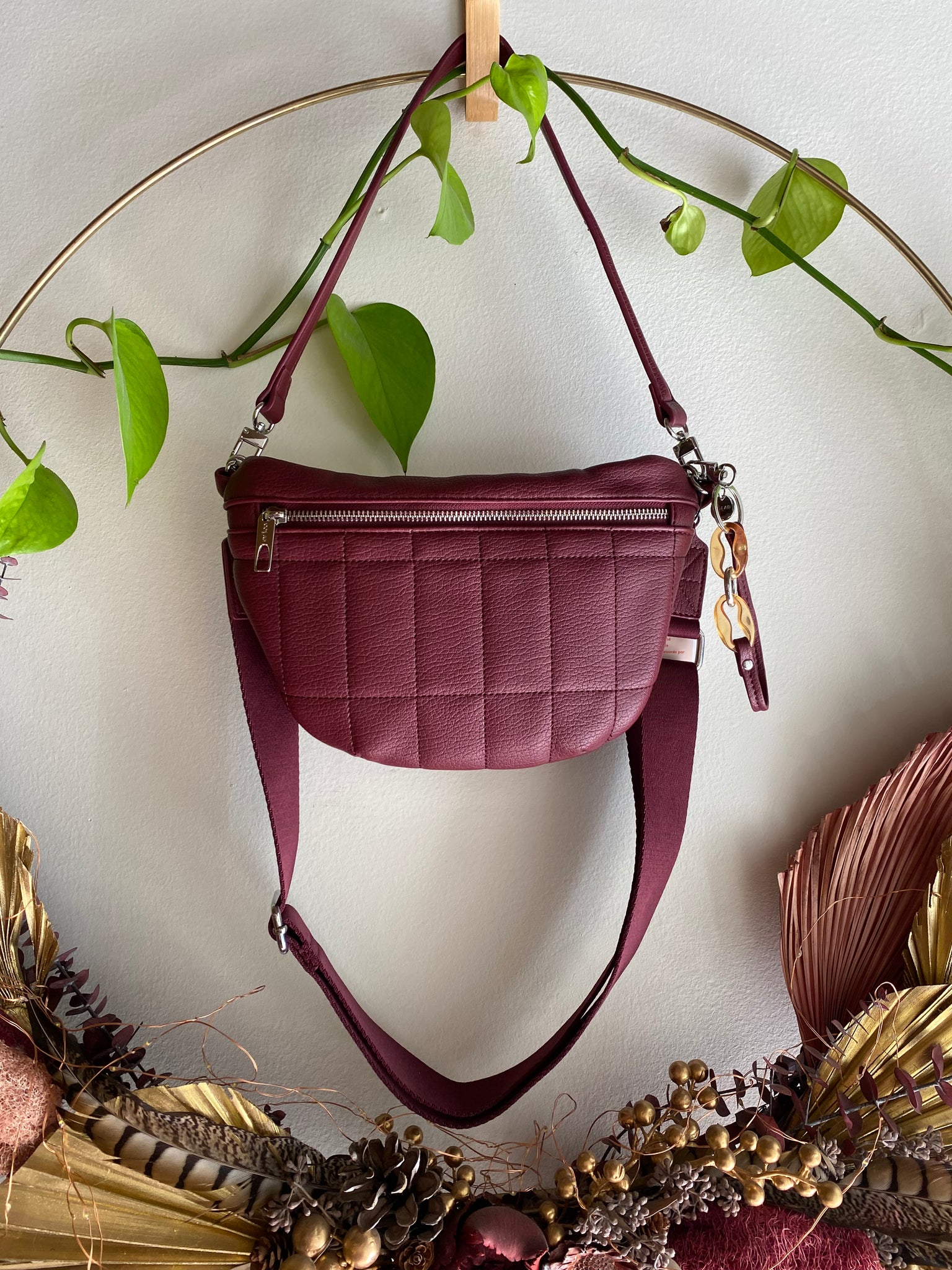 Co-Lab - Quilted Sling Crossbody Bag in Pomegranate