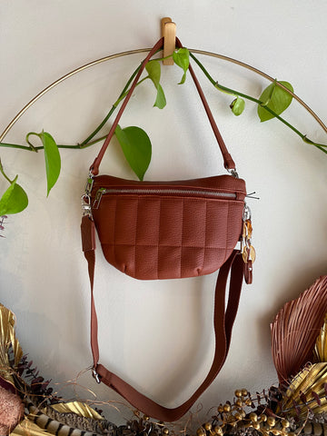 Co-Lab - Quilted Sling Crossbody Bag in Cinnamon