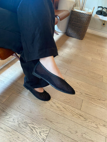 Woden - Fishnet Ballerina Flat in Black