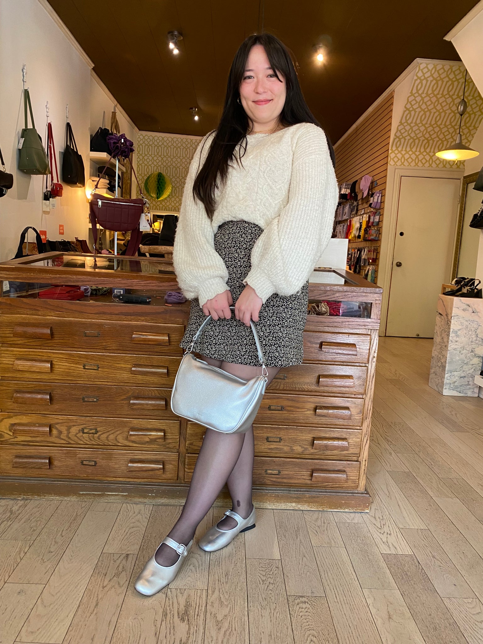 Camper - Mary Janes in Silver Leather