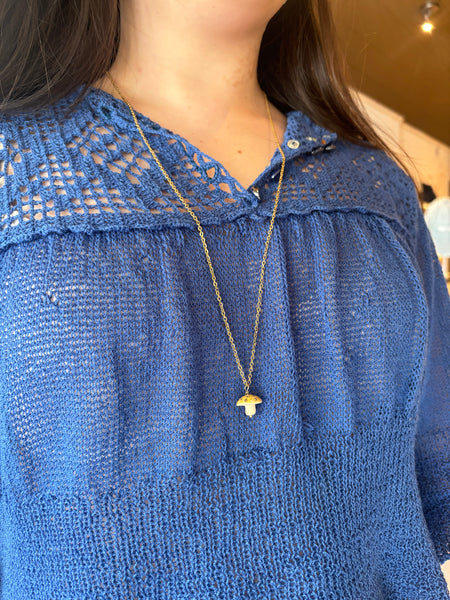 Catmamola Ceramics - Mushroom Necklace in Yellow