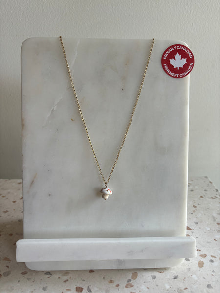 Catmamola Ceramics - Mushroom Necklace in White Multi