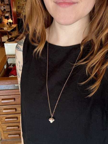 Catmamola Ceramics - Mushroom Necklace in White Multi