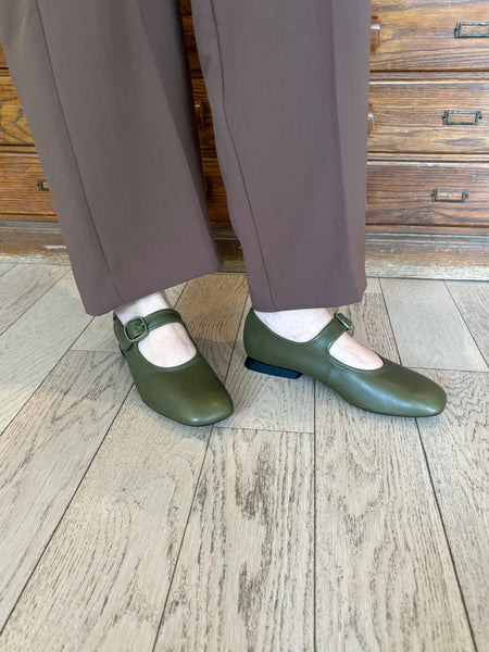 Camper - Mary Janes in Green Leather