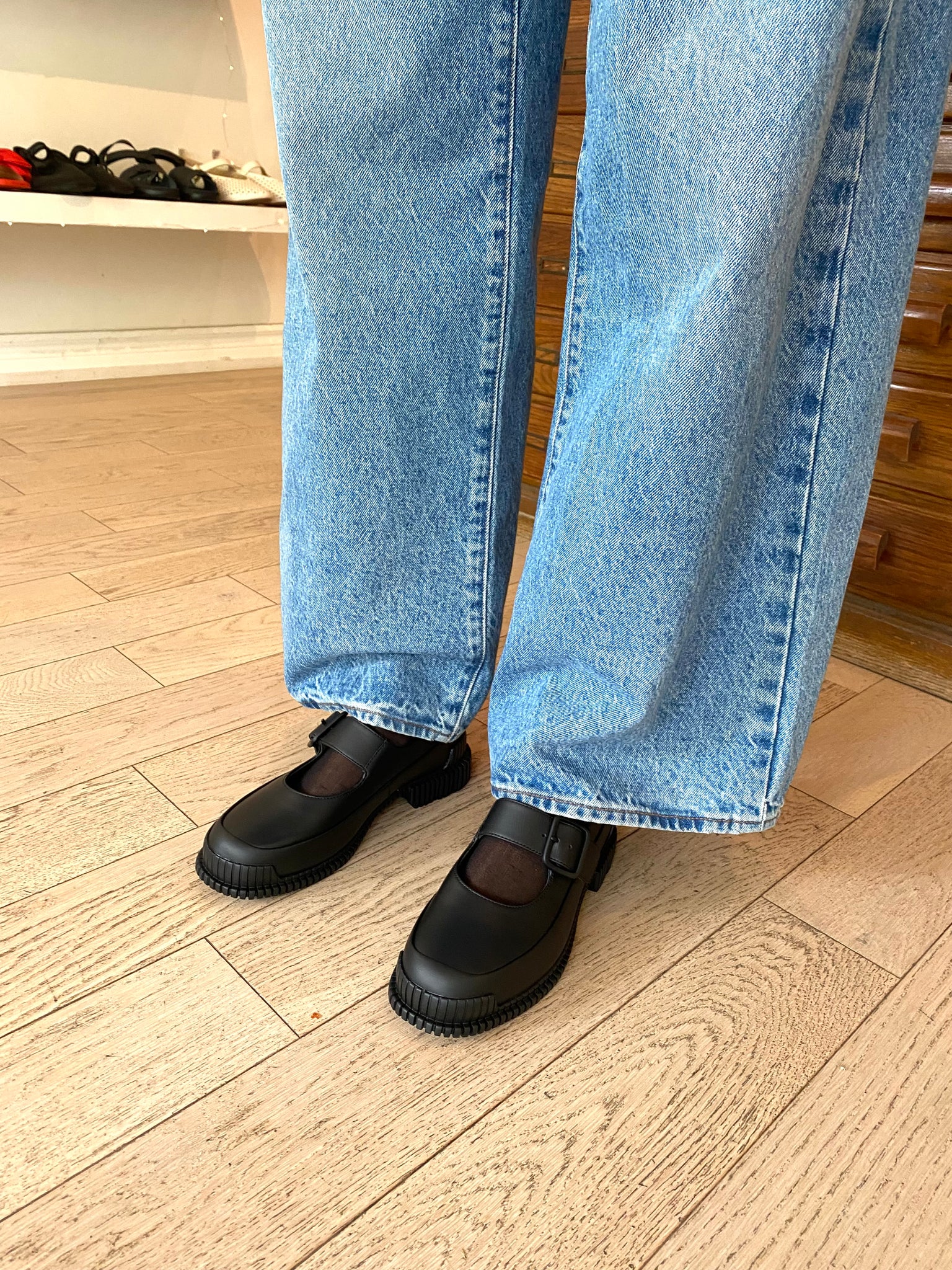 Camper - Lightweight Leather Mary Janes with Sporty Sole