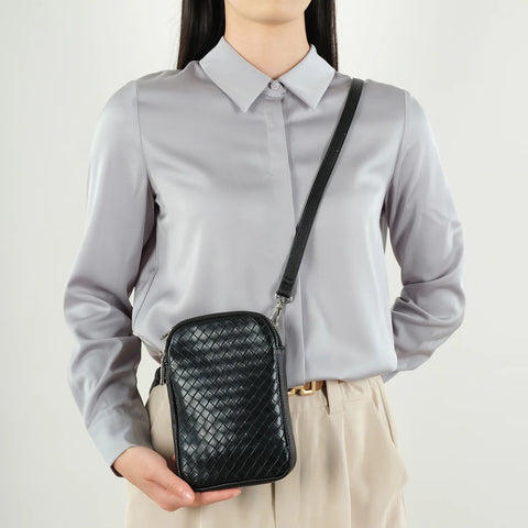 Co-Lab - Small Woven Tech Crossbody in Black