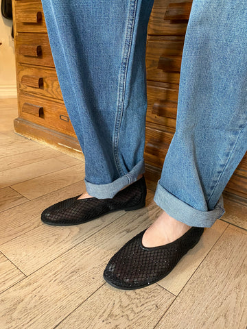 Woden - Fishnet Ballerina Flat in Black