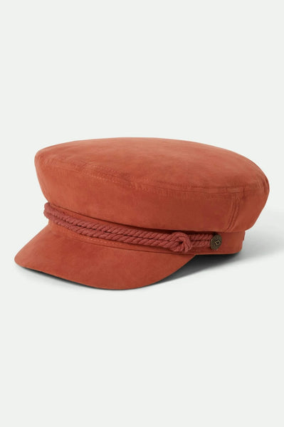 Brixton - Fiddler Cap in Terracotta Brushed Satin