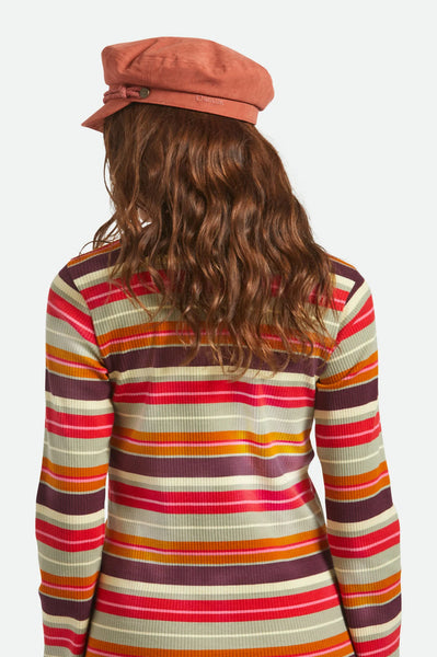 Brixton - Fiddler Cap in Terracotta Brushed Satin