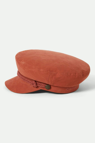 Brixton - Fiddler Cap in Terracotta Brushed Satin