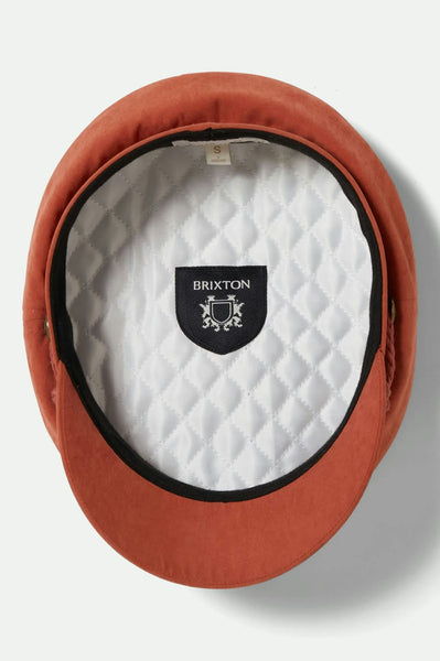 Brixton - Fiddler Cap in Terracotta Brushed Satin