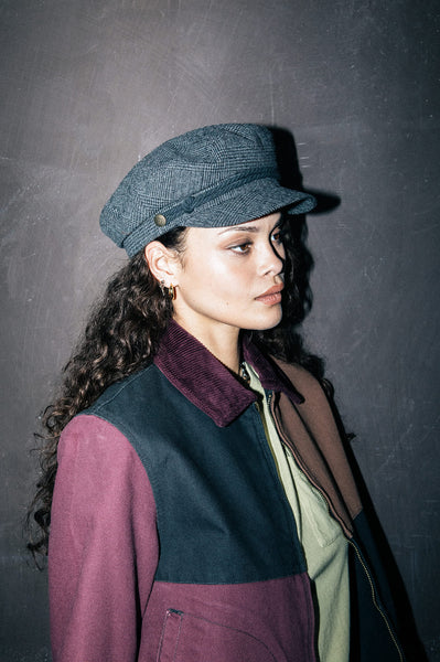 Brixton - Fiddler Cap in Grey Plaid