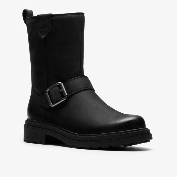 Clarks - Black Leather Moto Boot