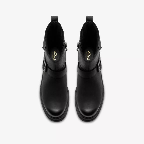 Clarks - Black Leather Moto Boot