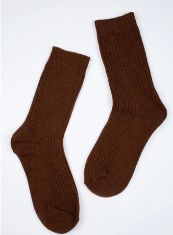 Okie Dokie - Combed Cotton Socks in Hot Chocolate
