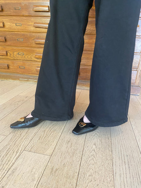 Intentionally Blank - Crinkle Patent Leather Flat in Black