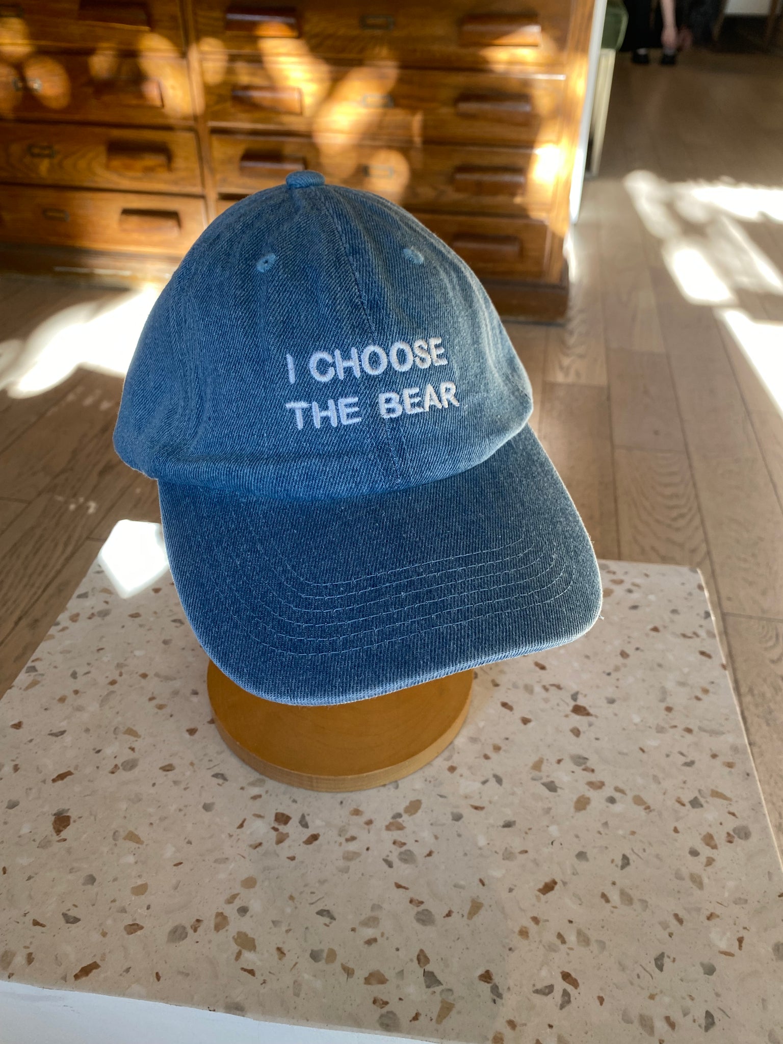 Intentionally Blank x Imelda - I CHOOSE THE BEAR Ball Cap in Light Denim