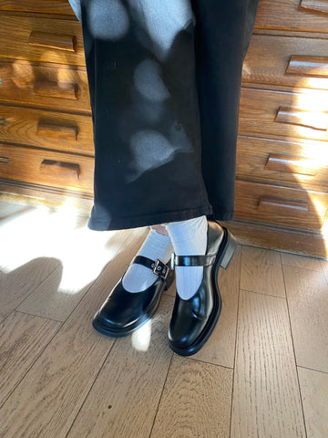 Vagabond Shoemakers - Black Leather Mary Janes with Grommet Buckles