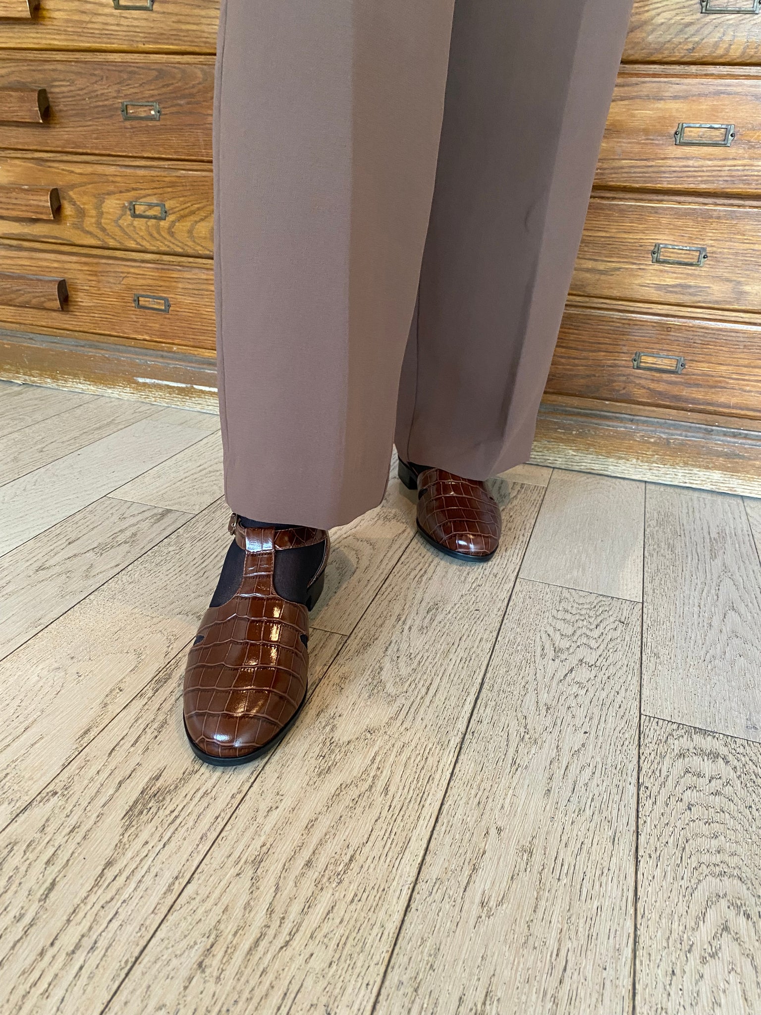 Intentionally Blank - Embossed Flat in Chocolate Croc