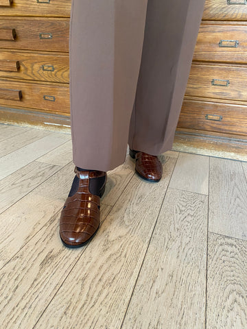 Intentionally Blank - Embossed Flat in Chocolate Croc