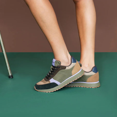 Woden - Sneaker in Dark Olive and Orchid