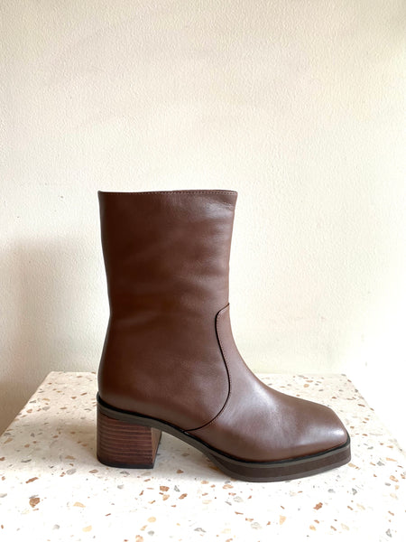 Intentionally Blank - Mid Height Boot in Chocolate Leather