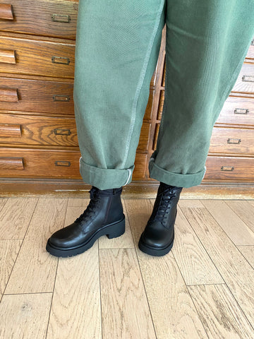 Camper -  Platform Lace Up Boot in Black Leather