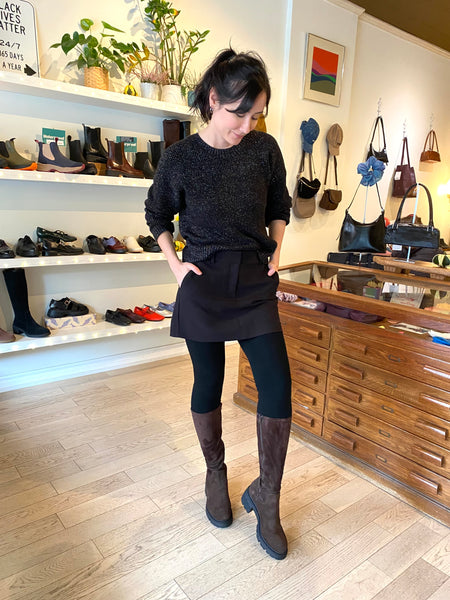 Bos & Co - Tall Stretchy Waterproof & Warm Brown Suede Boot