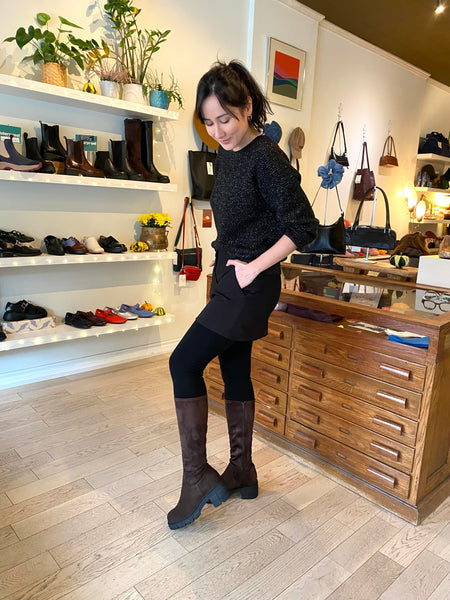 Bos & Co - Tall Stretchy Waterproof & Warm Brown Suede Boot