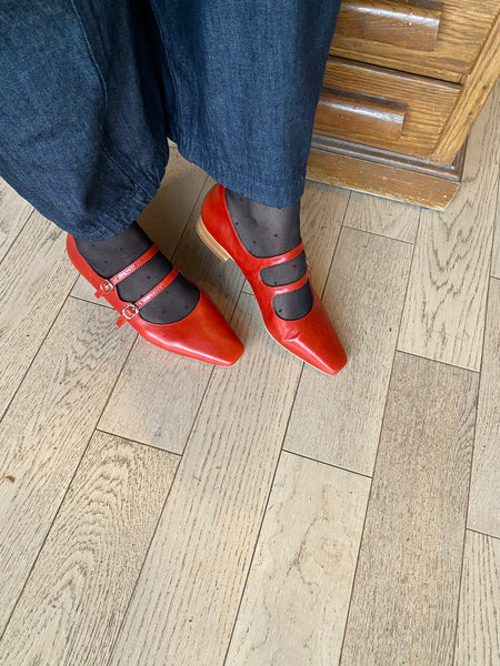 Intentionally Blank - Double Strap Mary Jane in Cherry Leather