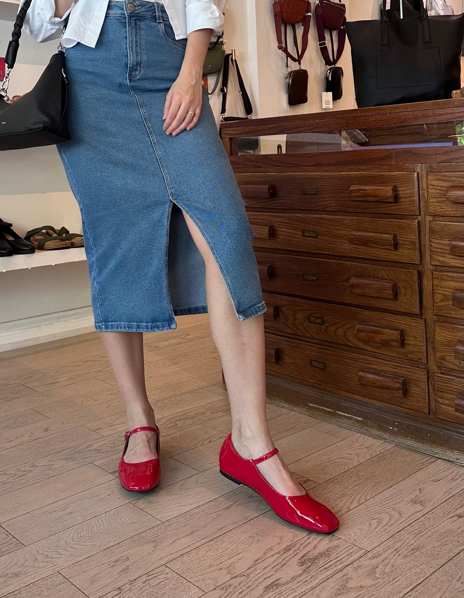 Woden - Mary Jane in Cherry Red Patent Leather