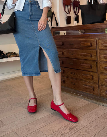 Woden - Mary Jane in Cherry Red Patent Leather