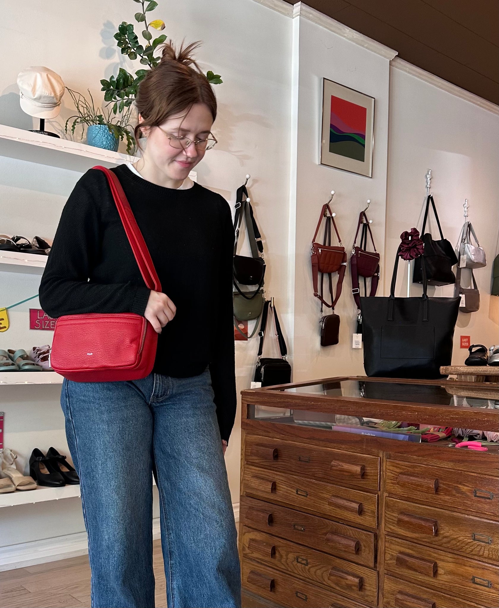 Co-Lab - Jordie Organizer Crossbody Bag in Cherry Red