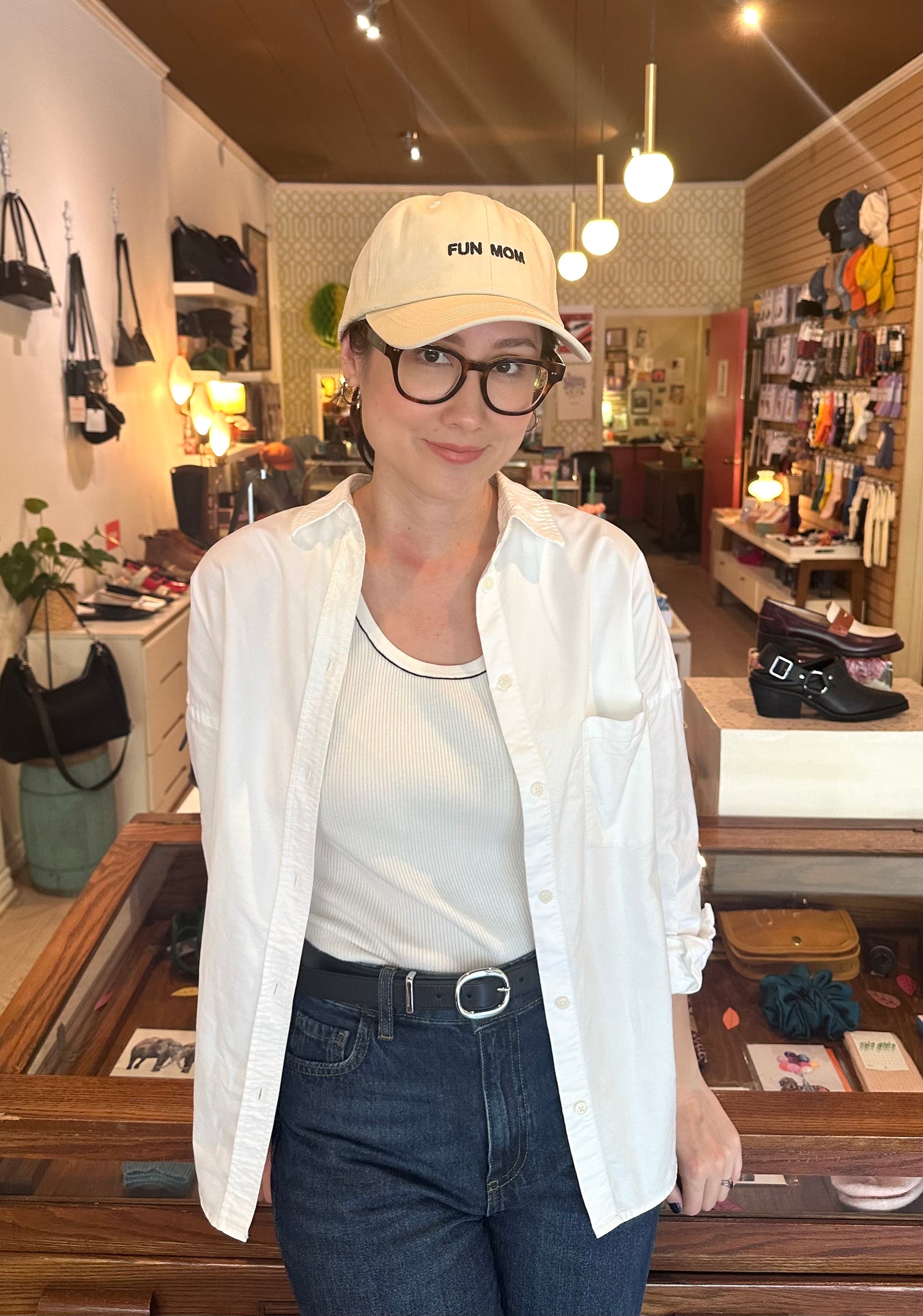 Intentionally Blank - FUN MOM Ball Cap in Cream