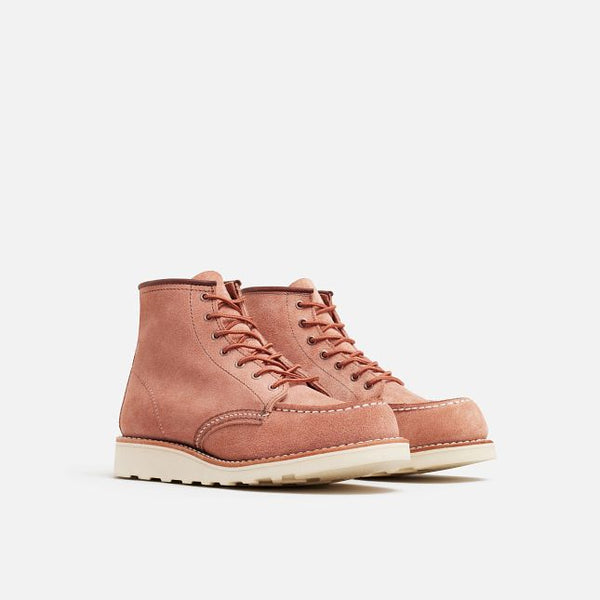 Red Wing - Moc Toe Textured Leather Boot in Dusty Rose