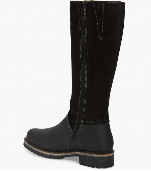 Bos & Co - Waterproof and Warm Tall Boots in Black Leather & Suede