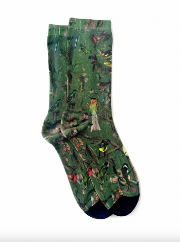 Strathcona - Bamboo Socks in Green Birdies