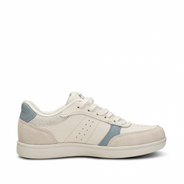 Woden - Leather Sneaker in White & Ice Blue