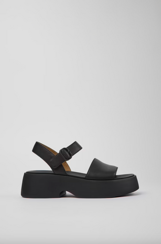 Camper - Platform Leather Sandal in Black